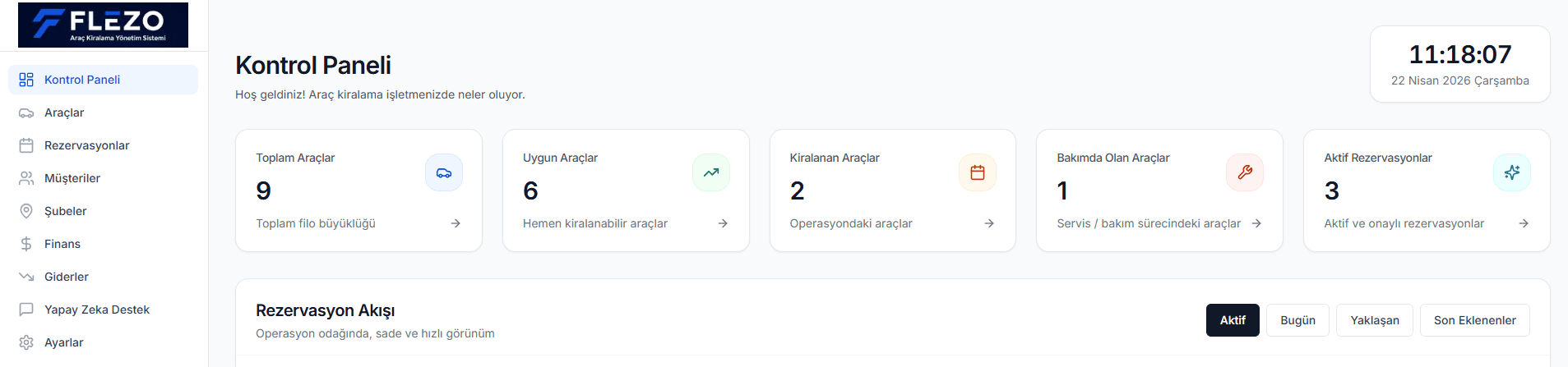 Flezo uygulama ekranı