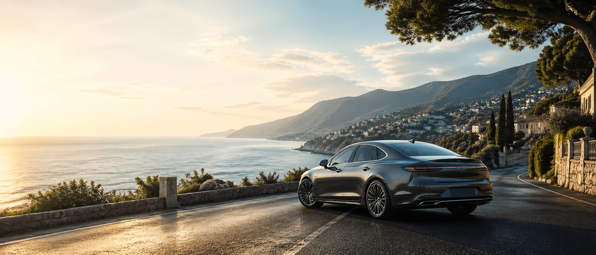 Deniz kıyısında premium sedan araç